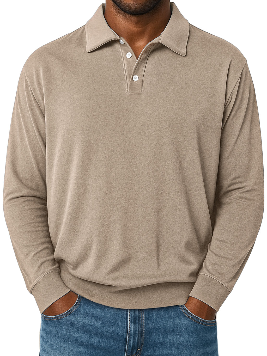 Men's Daily Lapel Button-down Comfortable Loose Casual Long-sleeved Polo Shirt