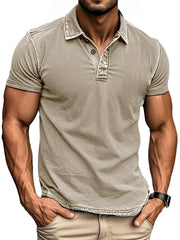 Men's Fashion Retro Distressed Lapel Polo Shirt
