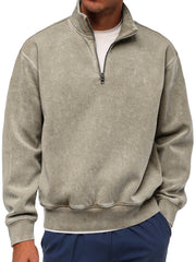 Men's Retro Fashion Stand Collar Zipper Casual Loose Sweatshirt