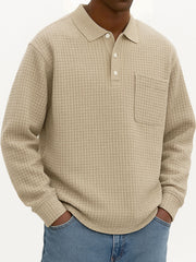 Men's Fashionable Casual Corn-patterned Corduroy Lapel Pocket Polo Shirt 