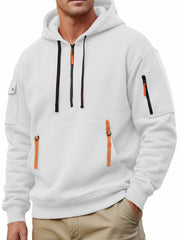 Men's Casual Sportswear Hoodie With Multiple Zipper Pockets.