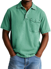 Men's Fashion Casual Retro Workwear Lapel Pocket Polo Shirt