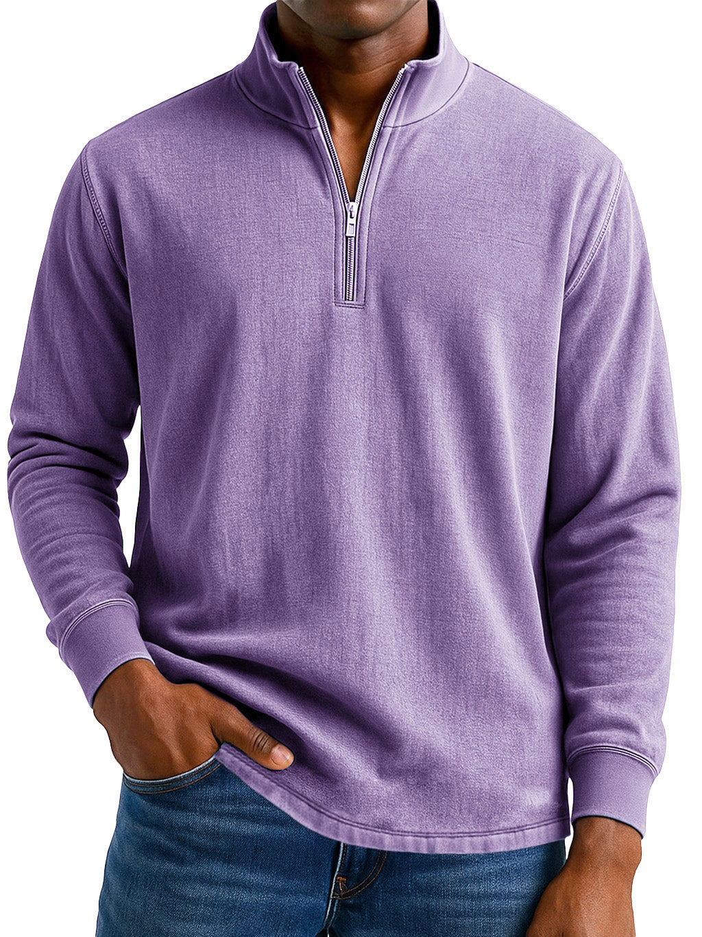 Men's Stylish Casual Vintage Distressed Half-zip Sweatshirt