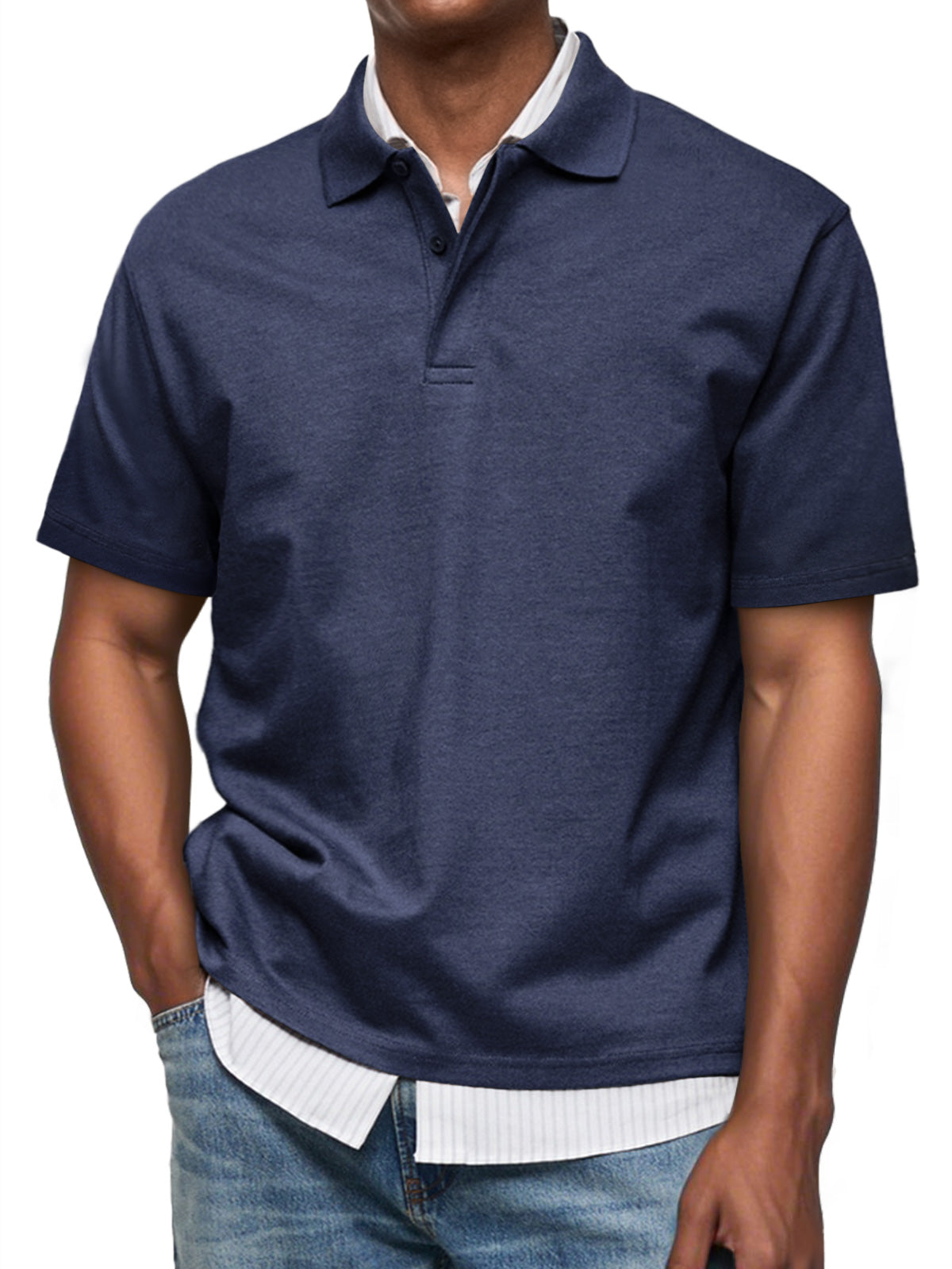 Men's Daily Casual Lapel Button Down Comfortable Short Sleeve Polo Shirt