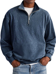 Men's Fashion Retro Stand Collar Zipper Hole Sweatshirt