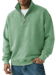 Men's Fashion Vintage Quarter-collar Zippered Long-sleeve Sweater 