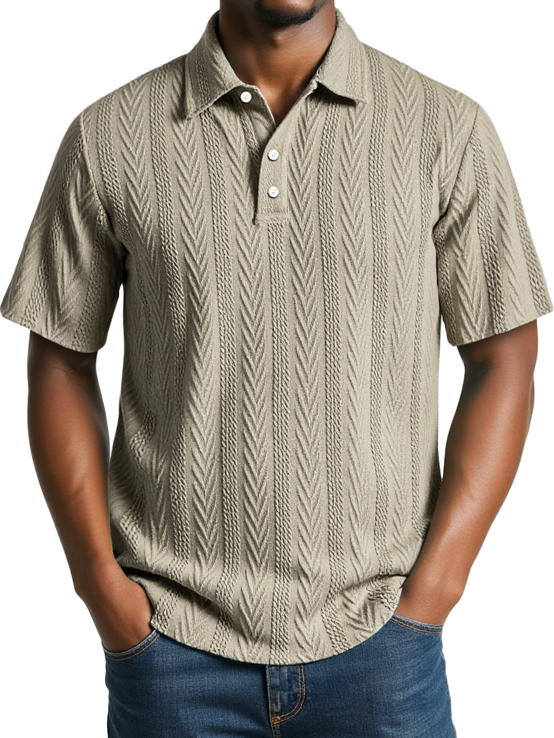 Men's Daily Jacquard Texture Casual Short-sleeved Polo Shirt