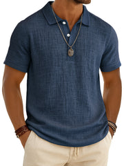 Men's Retro Lapel Button Casual Short Sleeve Plo Shirt