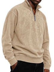 Men's Clothing Fashionable Casual Daily Stand-neck Suede Fabric Long-sleeved Zipper Hoodie