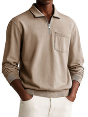 Men's Stylish Retro Everyday Multicolor Long-sleeved Lapel Pocket Polo Shirt 