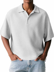 Men's Fashion Casual Waffle Fabric Short-sleeved Polo Shirt
