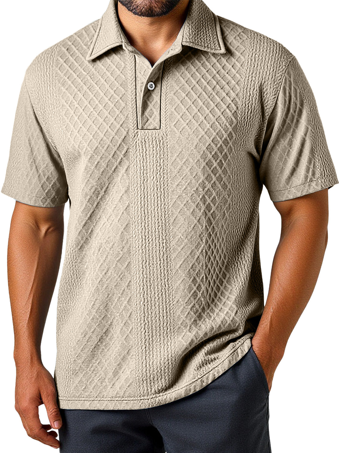 Men's Daily Simple Texture Lapel Casual Short-sleeved Polo Shirt
