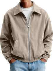 Men's Corduroy Lapel Casual Zipper Jacket