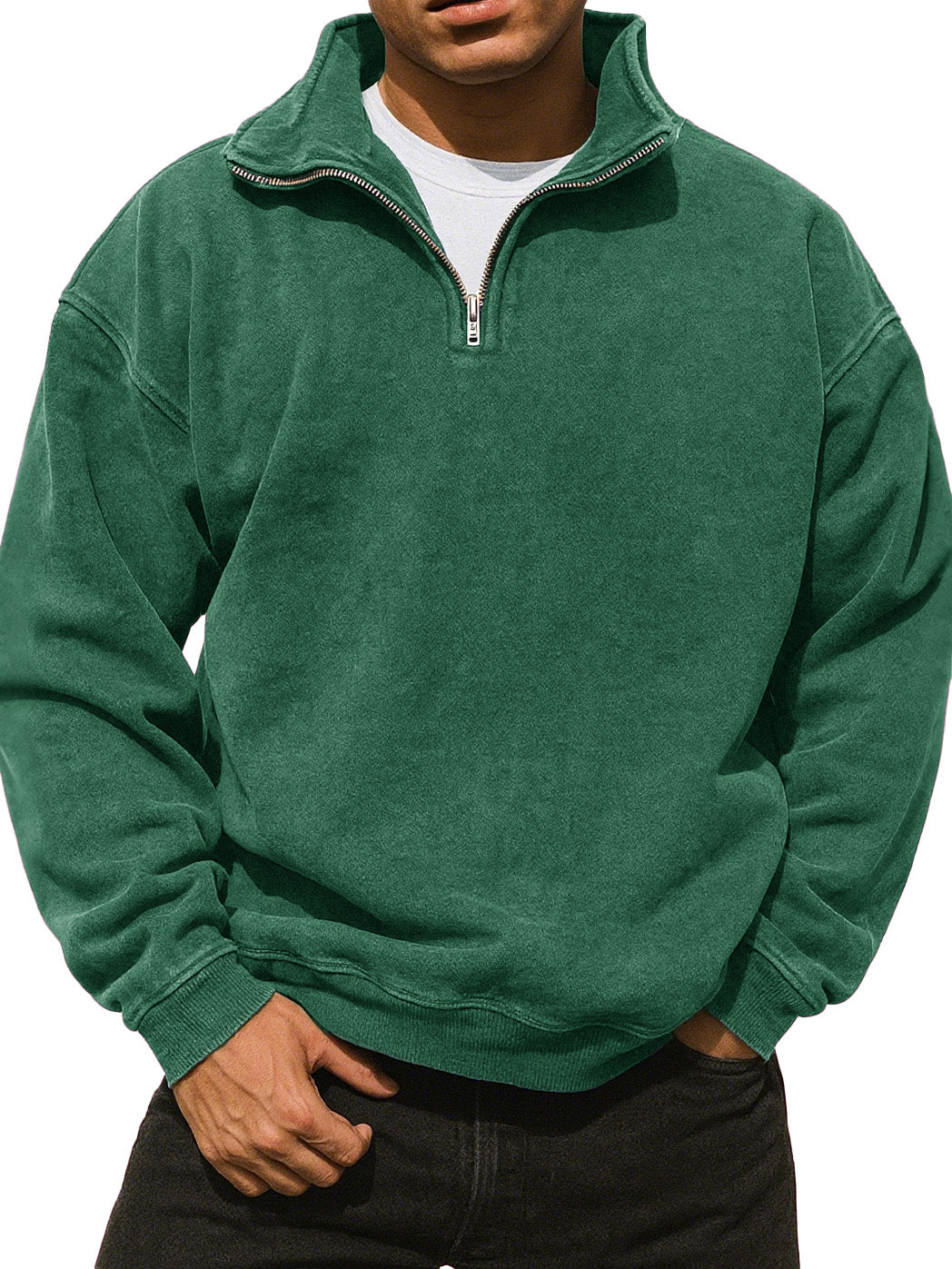  Men's Fashionable Casual Retro Vintage Vintage Semi-zipper Comfortable Long-sleeved Sweater
