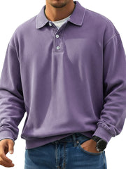 Men's Stylish Retro Lapel Long-sleeved Polo Shirt