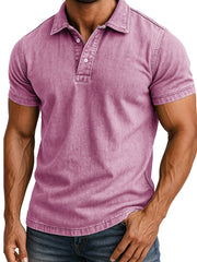 Men's Fashion Outdoor Retro Distressed Short-sleeved Polo Shirt 