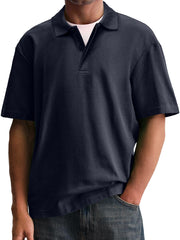 Men's Stylish And Comfortable Lapel Double-layer Placket Casual Short-sleeved Polo Shirt