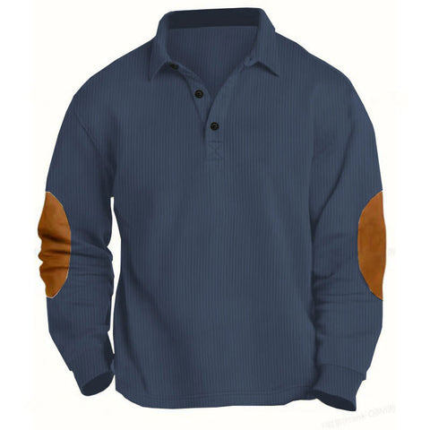Men's Outdoor Long-Sleeved Lapel Top Ribbed Sweater