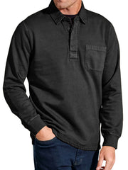 Men's Everyday Comfortable Lapel Button-pocket Casual Long-sleeved Polo Shirt