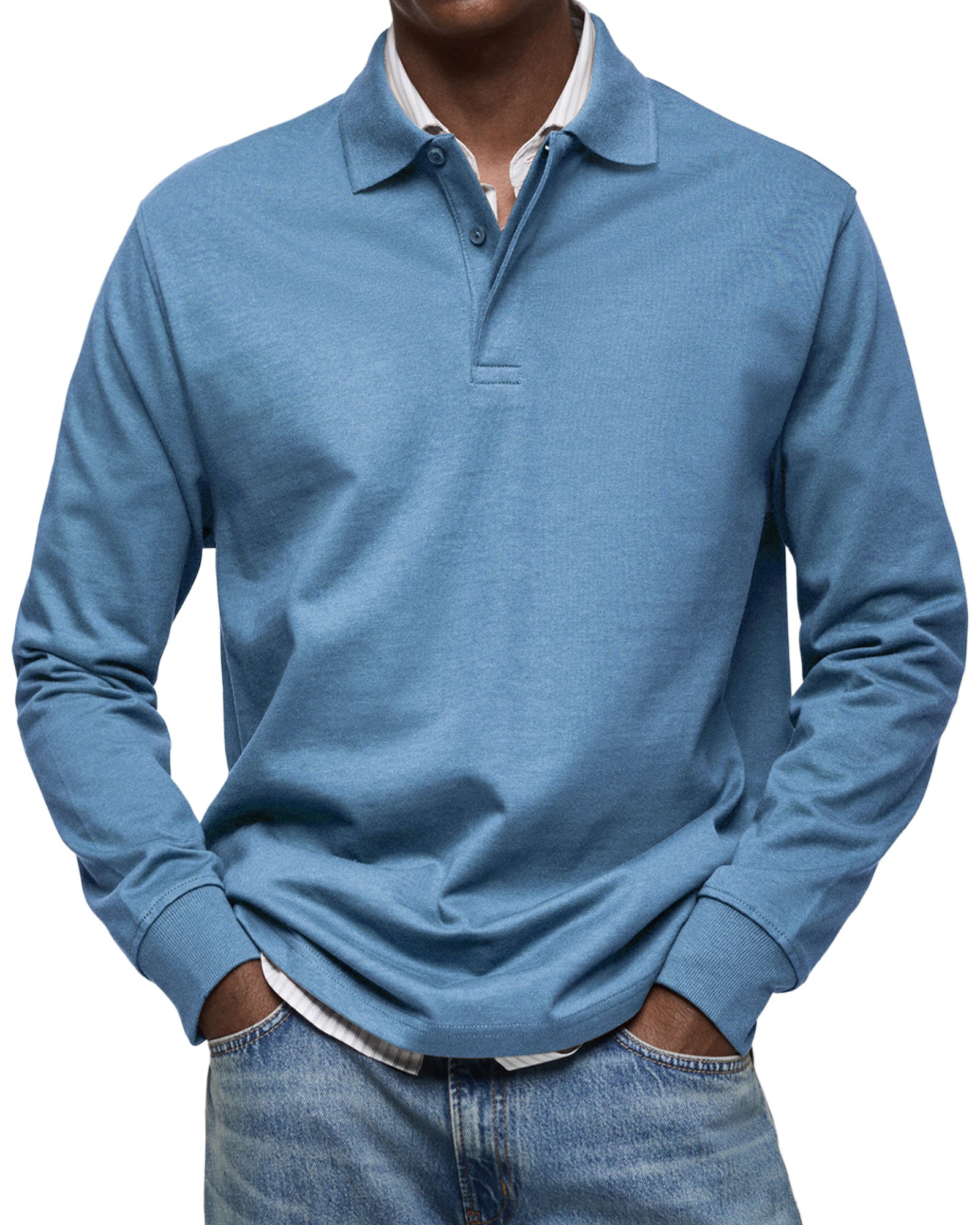 CLEARANCE🔥Men's Everyday Comfort Lapel Button Casual Long Sleeve POLO Shirt
