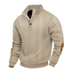 Men's Casual Stand Collar Cashmere Button Long Sleeve Sweatshirt