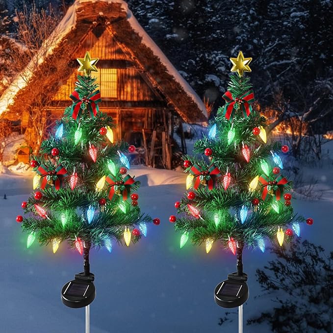 🎄 Solar Christmas Tree Light – Add Holiday Magic to Your Outdoors✨🎄
