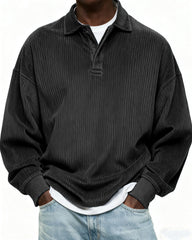 Men's Simple Corduroy Texture Button Daily Pullover POLO Shirt