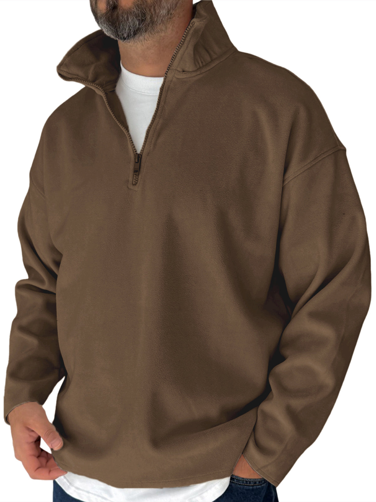 Men's Simple Fleece Half-zip Basic Pullover Sweatshirt