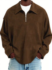 Men's Vintage Suede Quarter Zip Pullover