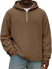 Winter Simple Casual Solid Color Vertical Pit Zipper Hooded Long Sleeve Sweater