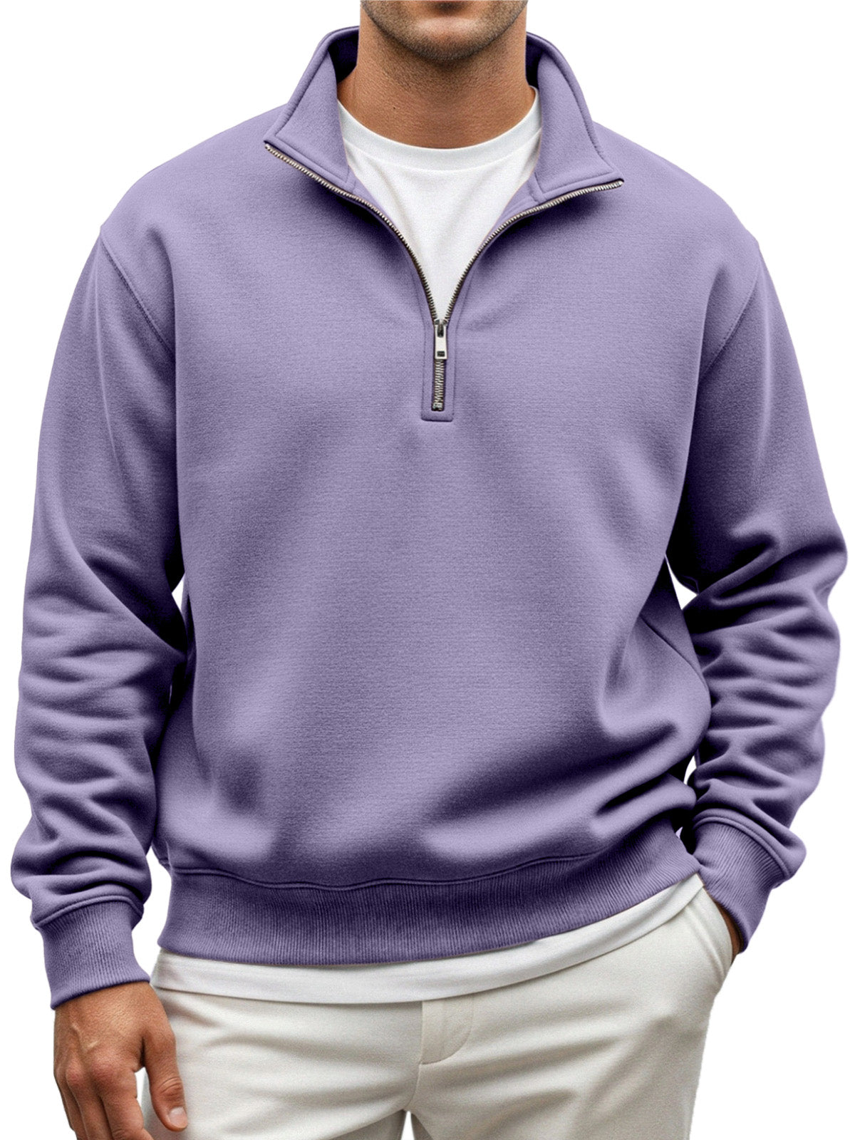 Men's Everyday Loose And Comfortable Quarter-zip Long-sleeved Sweatshirt