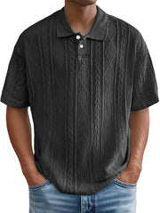 Men's Daily Casual Jacquard Texture Casual And Comfortable Short-sleeved Polo Shirt