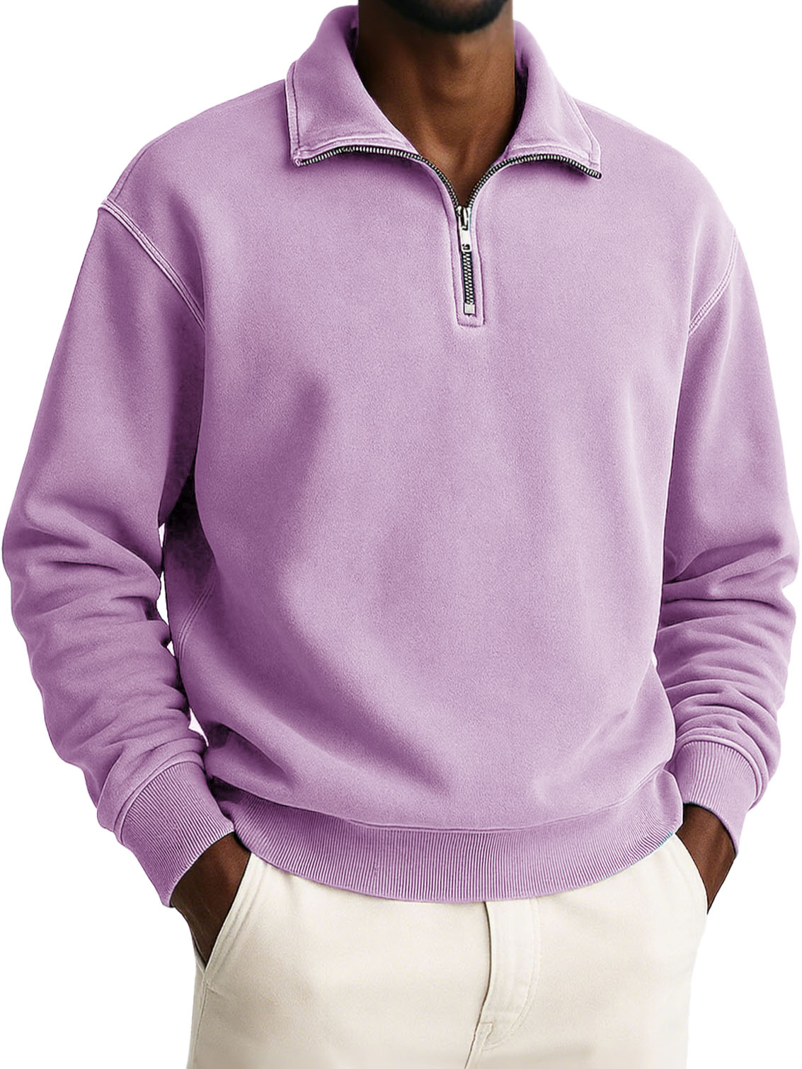 Men's Stylish Casual Retro Half-zip Stand-up Collar Loose-fitting Multicolor Long-sleeved Stand-up Collar Sweatshirt