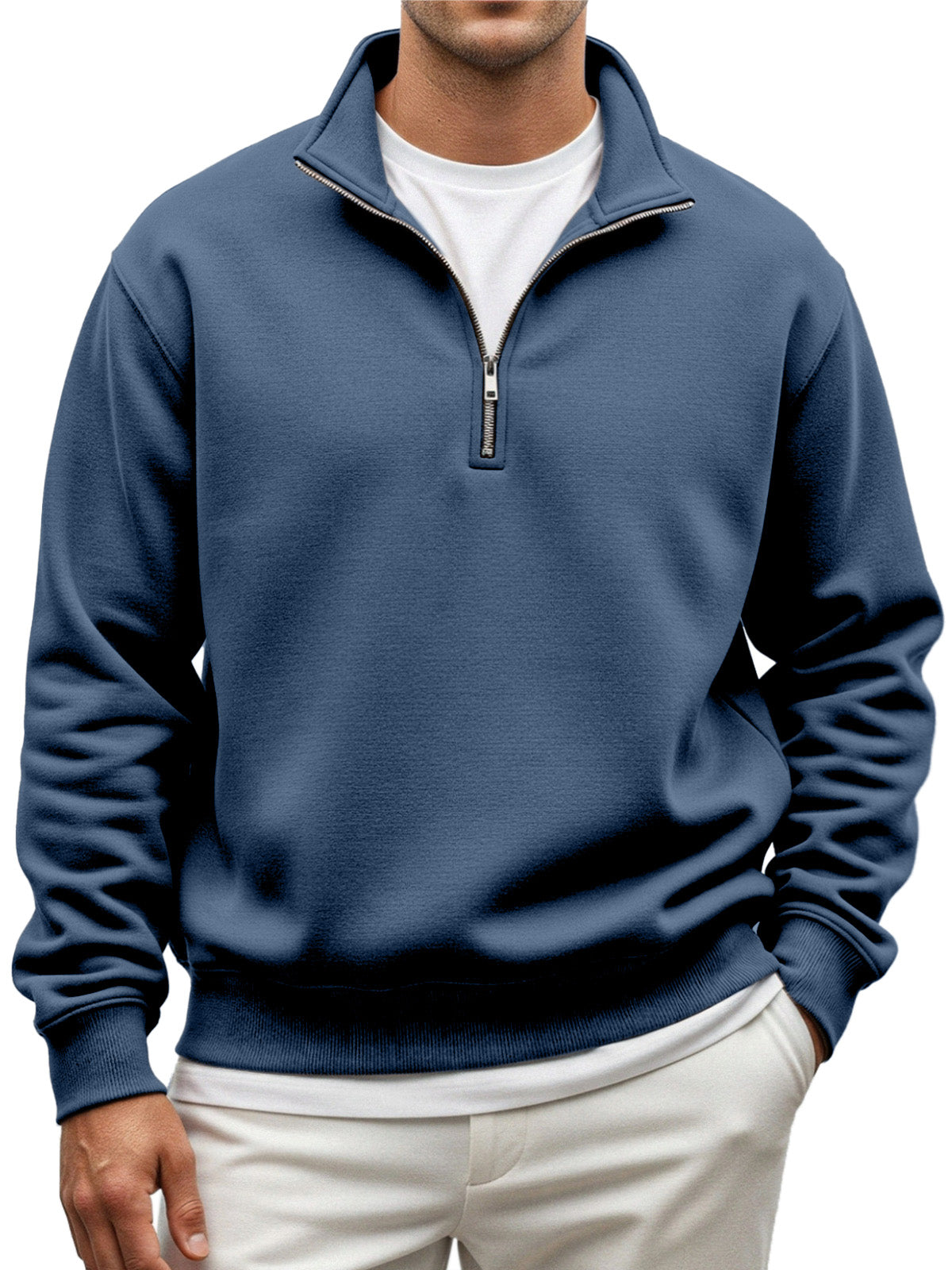 Men's Everyday Loose And Comfortable Quarter-zip Long-sleeved Sweatshirt
