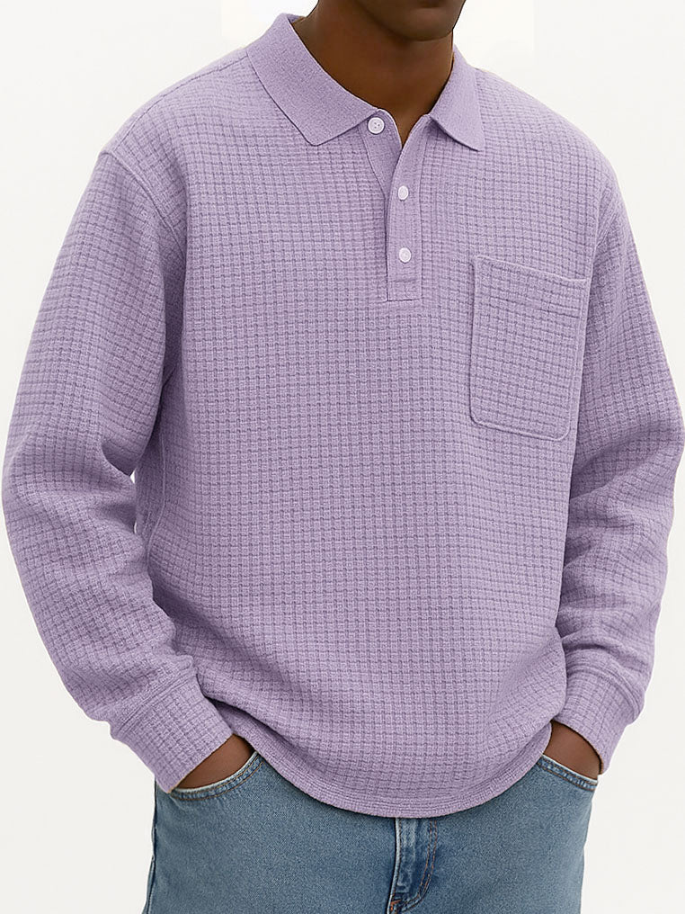 Men's Fashionable Casual Corn-patterned Corduroy Lapel Pocket Polo Shirt 