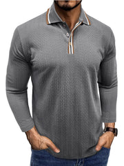 Men's Jacquard Long-sleeved POLO Shirt