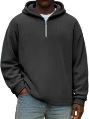 Winter Simple Casual Solid Color Vertical Pit Zipper Hooded Long Sleeve Sweater