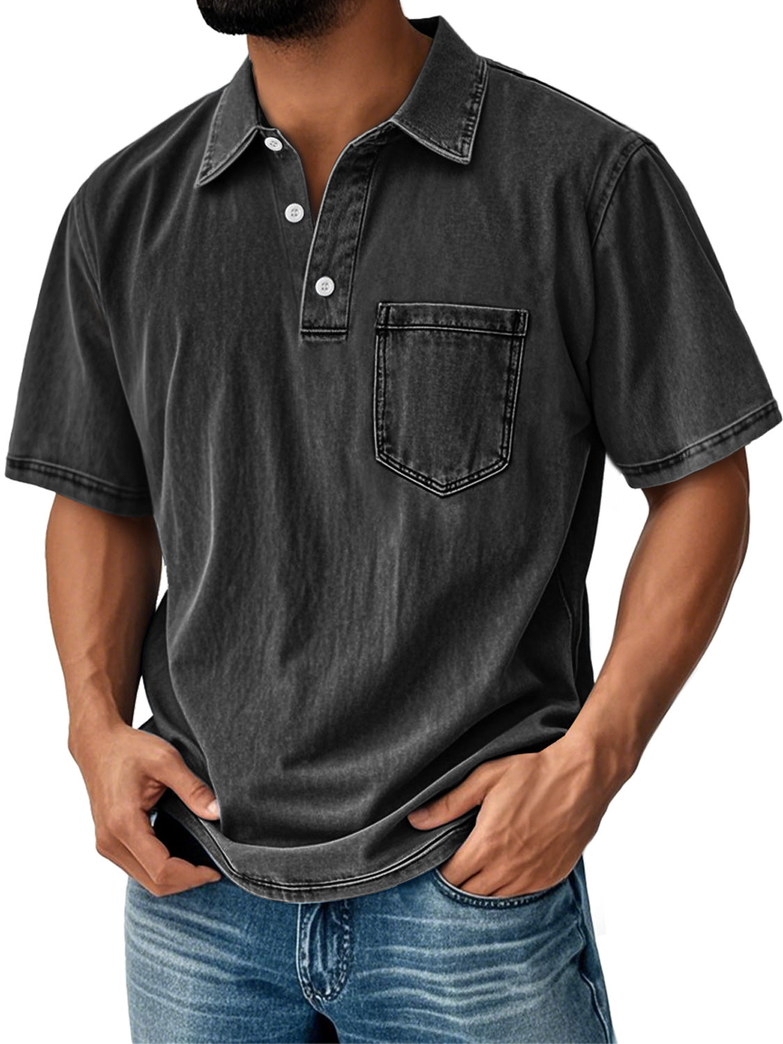 Men's Retro Everyday Lapel Pocket Casual Short Sleeve POLO Shirt