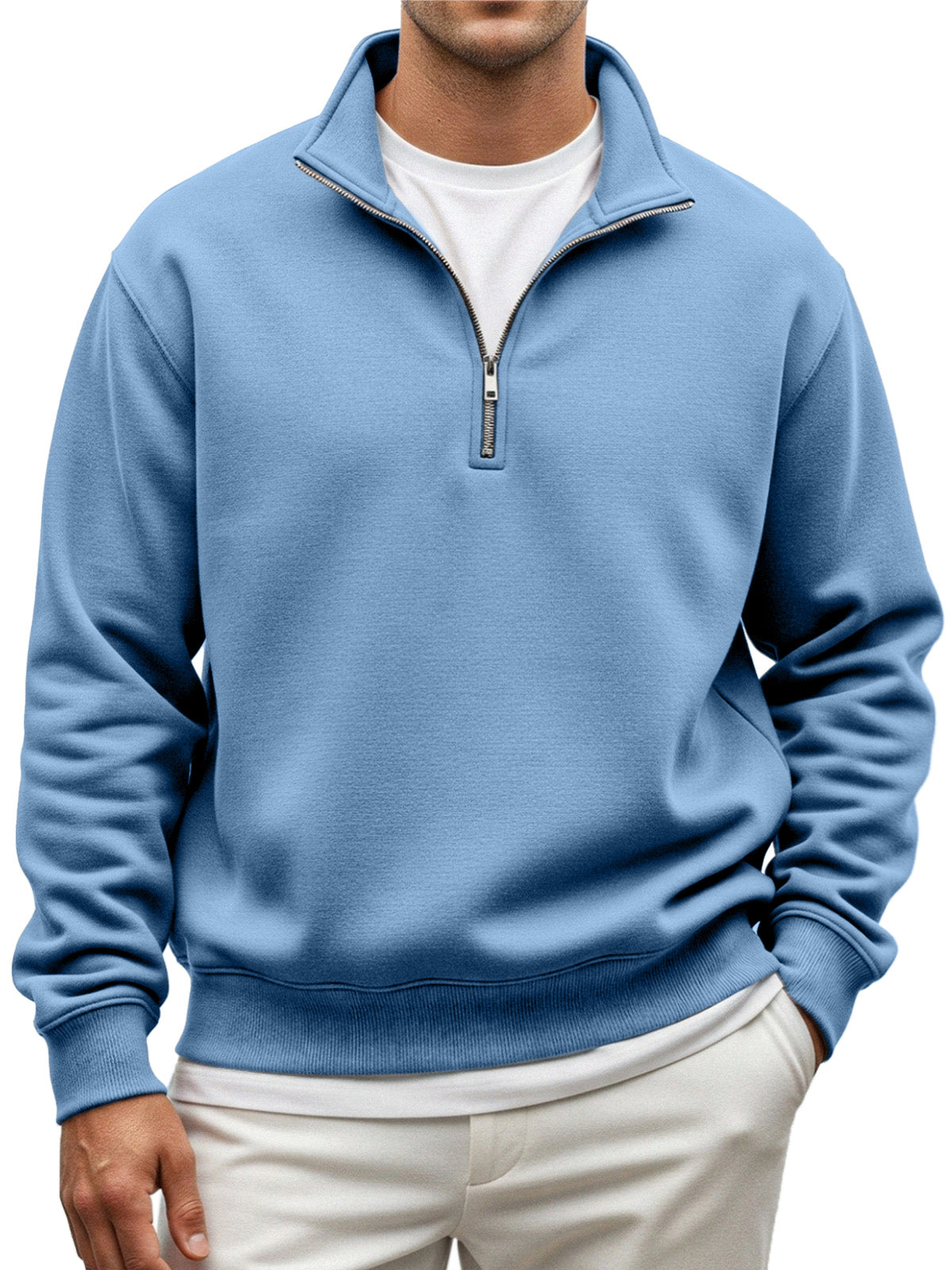 Men's Everyday Loose And Comfortable Quarter-zip Long-sleeved Sweatshirt