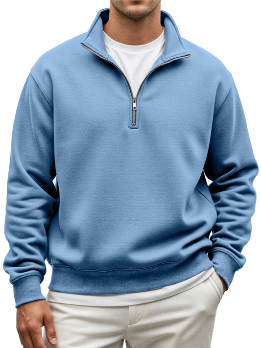 Men's Everyday Loose And Comfortable Quarter-zip Long-sleeved Sweatshirt