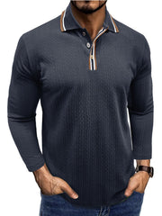 Men's Jacquard Long-sleeved POLO Shirt