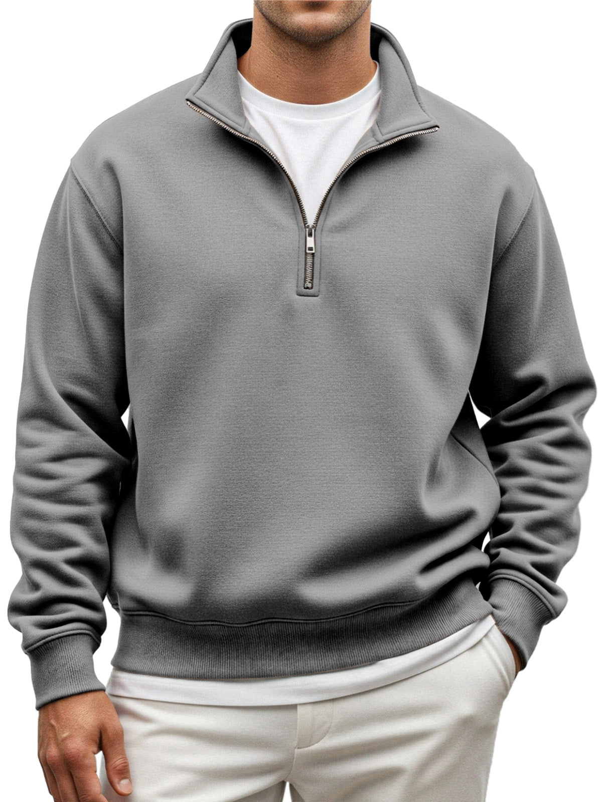 Men's Everyday Loose And Comfortable Quarter-zip Long-sleeved Sweatshirt