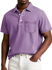 Men's Fashion Retro Distressed Short Sleeve Lapel Polo Shirt