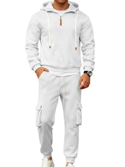 Men's Casual Zipper Hooded Sweatshirt Sportswear Two-piece Suit