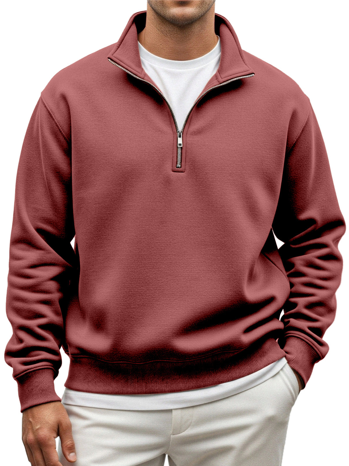 Men's Everyday Loose And Comfortable Quarter-zip Long-sleeved Sweatshirt