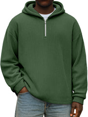 Winter Simple Casual Solid Color Vertical Pit Zipper Hooded Long Sleeve Sweater