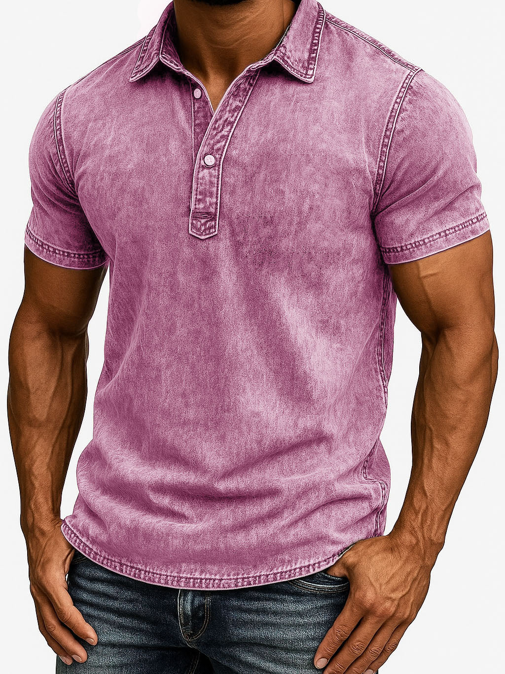 Men's Fashion Outdoor Retro Distressed Fabric Short Sleeve Polo Shirt 