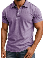 Men's Fashion Outdoor Retro Distressed Short-sleeved Polo Shirt 