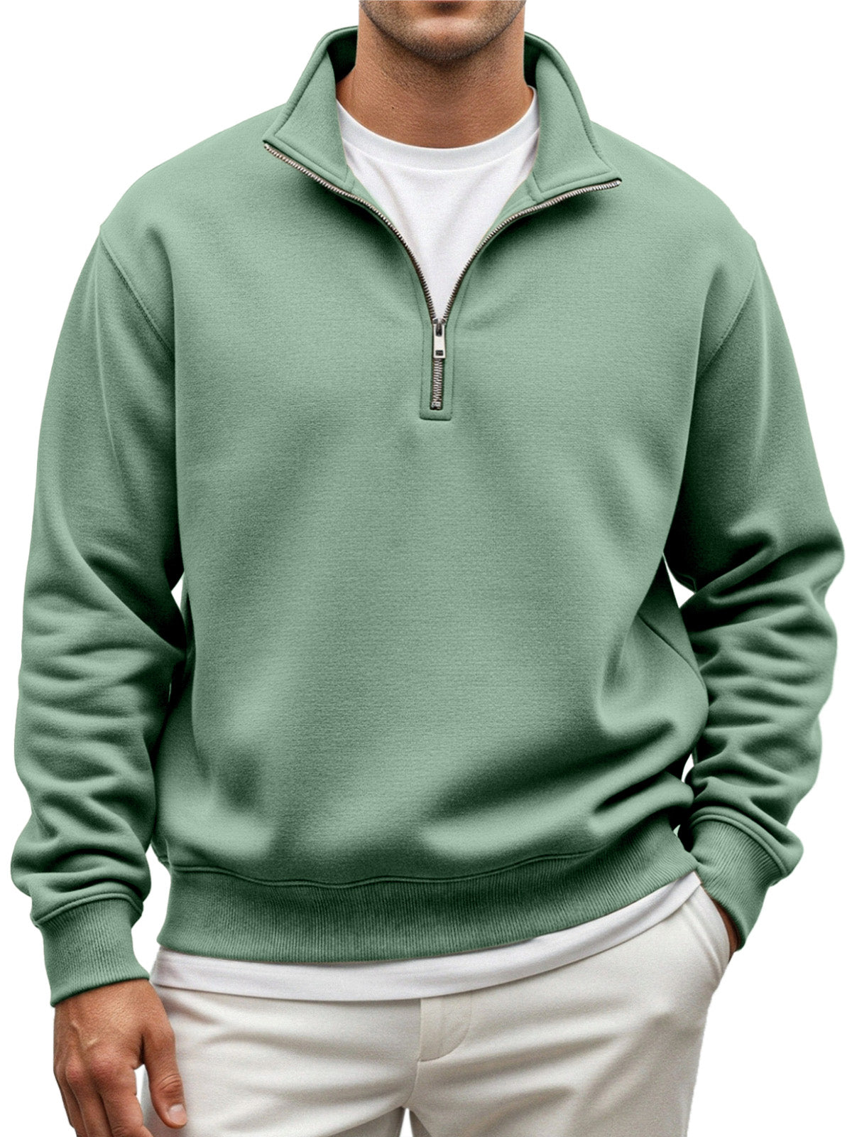 Men's Everyday Loose And Comfortable Quarter-zip Long-sleeved Sweatshirt