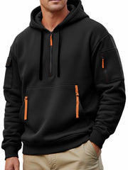 Men's Casual Sportswear Hoodie With Multiple Zipper Pockets.